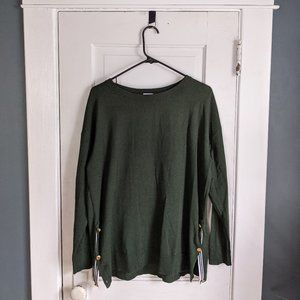 Green Pullover with Striped Detaling